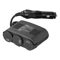 3-WAY SOCKET 12V + USB INCL. MOUNTING PLATE (1PC)
