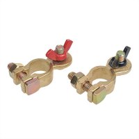 ACCUPOOLKLEMMEN SET (+) EN (-) MET VLEUGELMOER ROOD/ZWART (1ST)