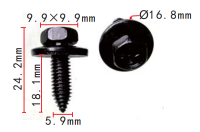 COMBI-SCHROEF MET RING ZWART M6X20 (R=17) (100)
