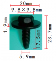 COMBI-SCHROEF MET RING ZWART M6X20 (R=20) (100)