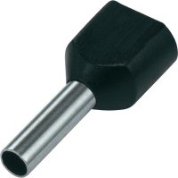 CORD END TERMINAL/BOOTLACE FERRULE DOUBLE BLACK 2X 6.0MM² L=14 (20PCS)