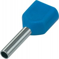 CORD END TERMINAL/BOOTLACE FERRULE DOUBLE BLUE 2X0.75MM² L=8 (20PCS)