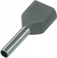 CORD END TERMINAL/BOOTLACE FERRULE DOUBLE GREY 2X0.75MM² L=8 (20PCS)