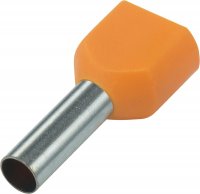 CORD END TERMINAL/BOOTLACE FERRULE DOUBLE ORANGE 2X0.5MM² L=8 (20PCS)