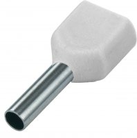 CORD END TERMINAL/BOOTLACE FERRULE DOUBLE WHITE 2X0.75MM² L=8 (20PCS)