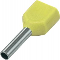 CORD END TERMINAL/BOOTLACE FERRULE DOUBLE YELLOW 2X6.0MM² L=14 (20PCS)
