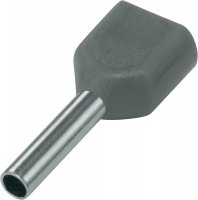 CORD END TERMINAL INSULATED DUO DIN L=10 2X0,75MM2 GREY (500)