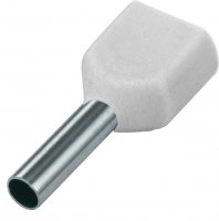 CORD END TERMINAL INSULATED DUO GERMAN L=10 2X0,75MM2 WHITE (500)