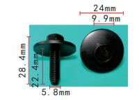 HEX HEAD SEM SCREW BLACK ZINC M6X22 (R=24) HEX10 (100)