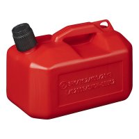 JERRYCAN 5L PLASTIQUE ROUGE UN-APPROUVÉ MODÈLE BAS (1PC)
