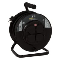 KABELHASPEL PROF MET RANDAARDE SPATWATERDICHT (IP44) 3X1,5MM2 ZWART 25 METER (1ST)