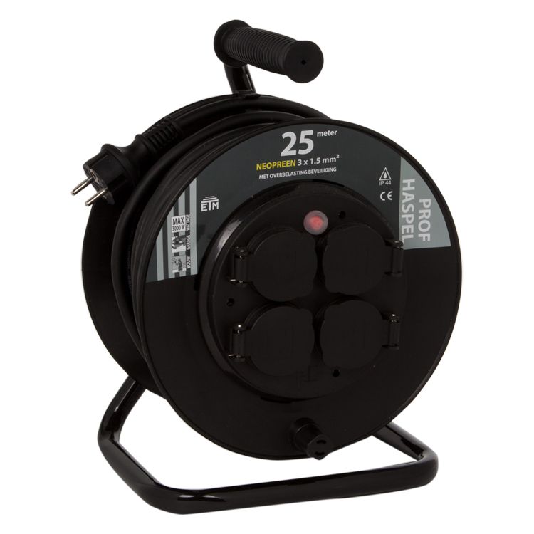 kabelhaspel prof met randaarde spatwaterdicht ip44 3x15mm2 zwart 25 meter 1st kabelhaspel prof met randaarde spatwaterdicht ip44 3x15mm2 zwart 25 meter 1st