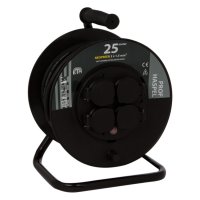 KABELHASPEL PROF MET RANDAARDE SPATWATERDICHT (IP44) 3X1,5MM2 ZWART 25 METER (1ST)