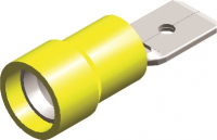 PVC ECONOMY INSULATED MALE DISCONNECTORS YELLOW 6,3X0,8 (100)