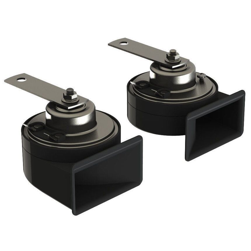 set of one high and low frequency fanfare horn 500hz 410hz 2pc set of one high and low frequency fanfare horn 500hz 410hz 2pc