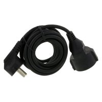 VERLENGSNOER MET RANDAARDE 2500W 3X1,0MM2 ZWART 3 METER (1ST)