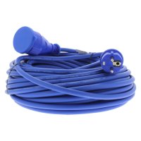 VERLENGSNOER MET RANDAARDE 3500W SPATWATERDICHT (IP44) 3X1,5MM2 BLAUW 25 METER (1ST)